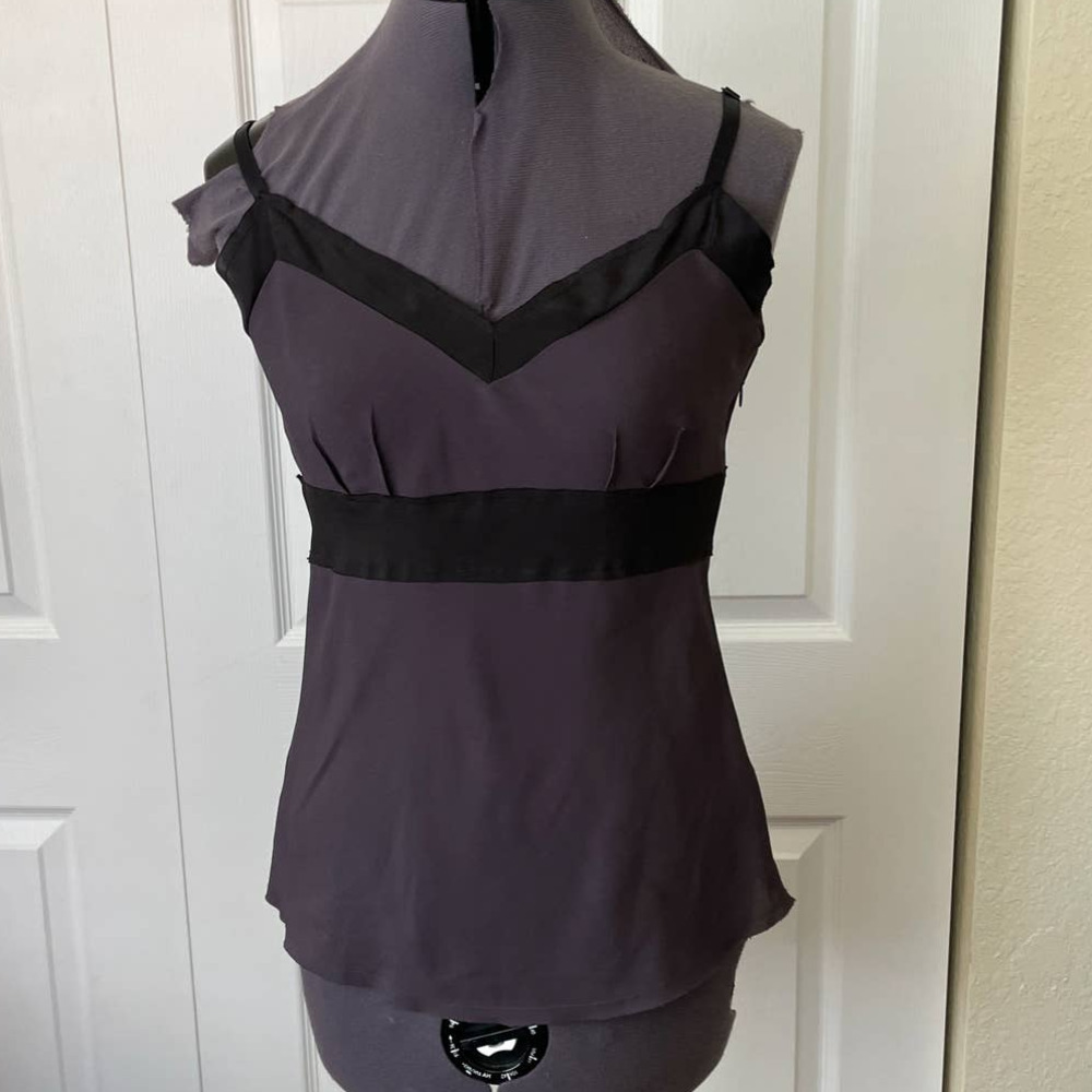 Metropark Eight Sixty Purple and Black Babydoll Cami Color Block Top • Sz XS 🔴